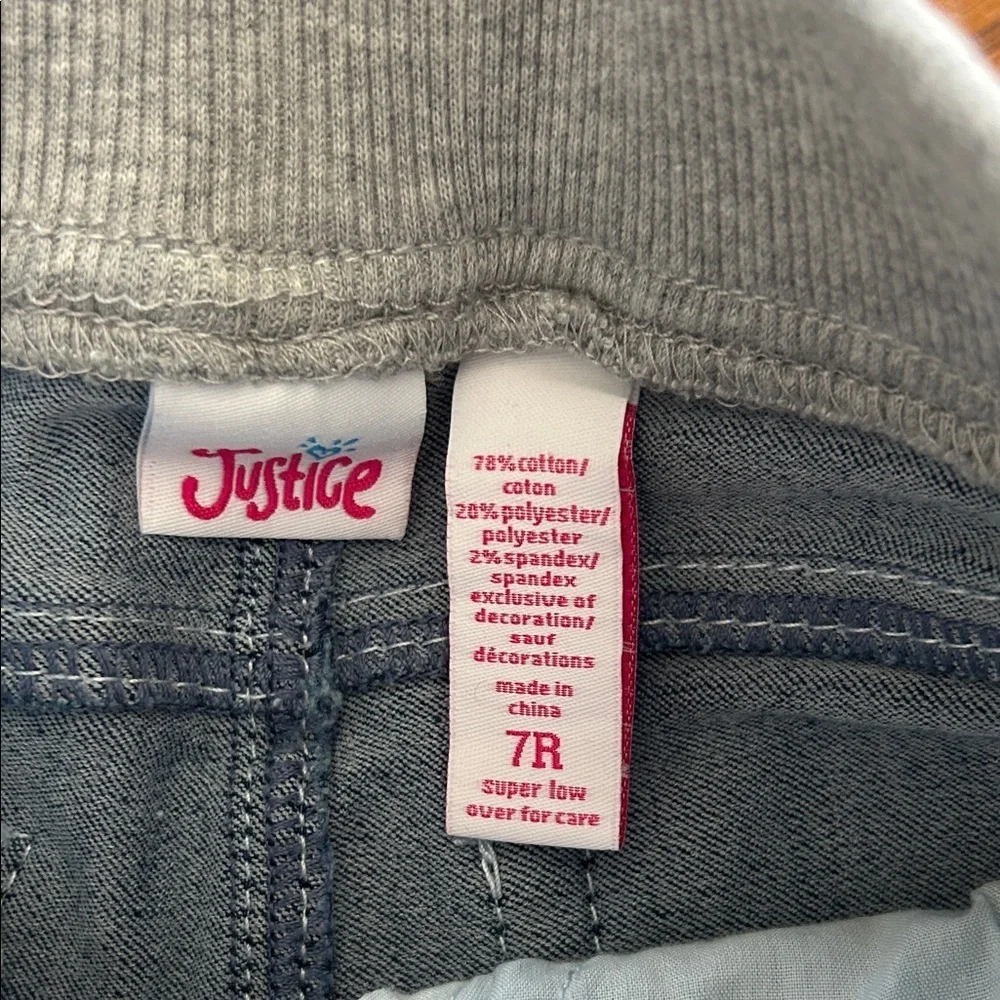 Justice Blue Kids Jeans with Gray Waistband
